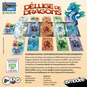 Déluge de Dragons – boîte du jeu de cartes tactique pour 2 joueurs dès 8 ans dos boite
