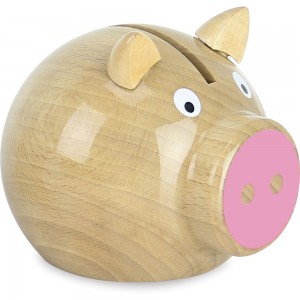 Tirelire cochon bois naturel-rose Tirelire cochon bois naturel-rose