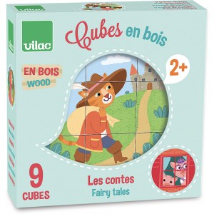 9 cubes en bois les contes