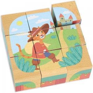 9 cubes en bois les contes