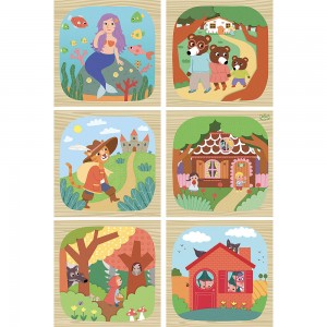 9 cubes en bois les contes