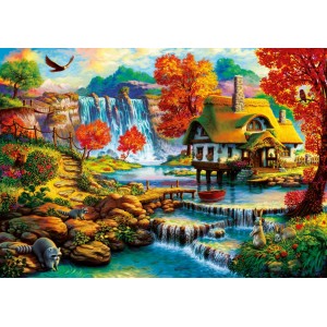 Maison de campagne avec cascade d'eau - Puzzle 1000 pièces