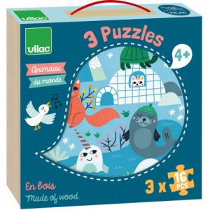 Coffre puzzle 3x16 Animaux du monde