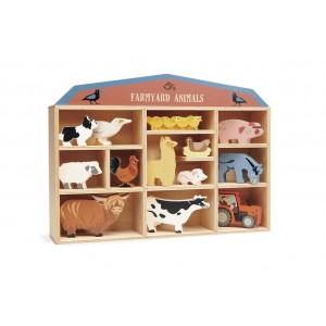 Set d'animaux de la ferme avec étagère