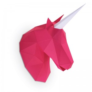 Petite licorne en papier 3d - Rose