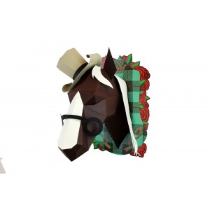 Cheval en papier fond carte - Marron