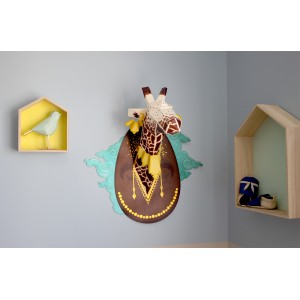 Girafe en papier fond carte - Tachetée