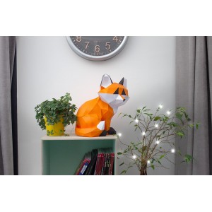 Petit renard assis en papier 3D - Orange
