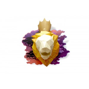 Lion en papier fond de carte - Etoilé