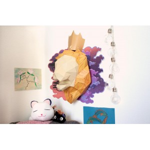 Lion en papier fond de carte - Etoilé