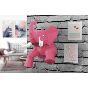 Elephant en papier 3D Rose