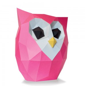 Chouette en papier 3d - Rose