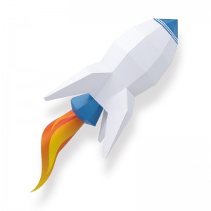 Fusée en papier 3D - Blanc/Bleu Fusée en papier 3D - Blanc/Bleu