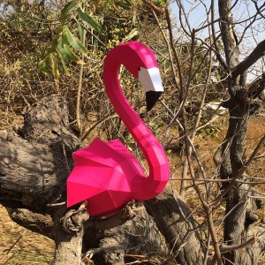 Flamant rose en papier 3D - Rose