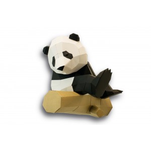 Grand panda sur branche en papier 3D
