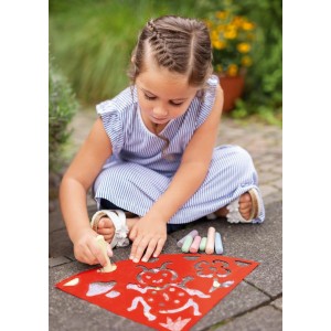 Craies à paillettes grand format avec pochoirs Craies à paillettes grand format avec pochoirs