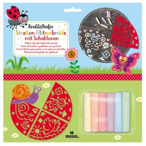 Craies à paillettes grand format avec pochoirs Craies à paillettes grand format avec pochoirs