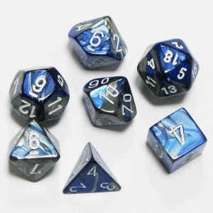 Set de dés Gemini - Acier/bleu Set de dés Gemini - Acier/bleu