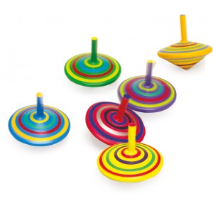 Toupies en bois, rayées