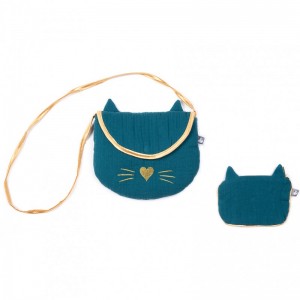 Sac + porte-monnaie Chat vert paon Sac + porte-monnaie Chat vert paon